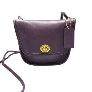 Coach Dark Purple Crossbody Bag with Gold Hardware